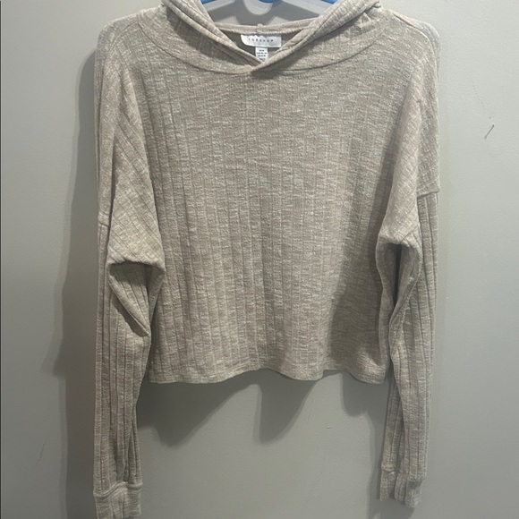 Topshop Tops - Topshop Beige Ribbed Hoodie